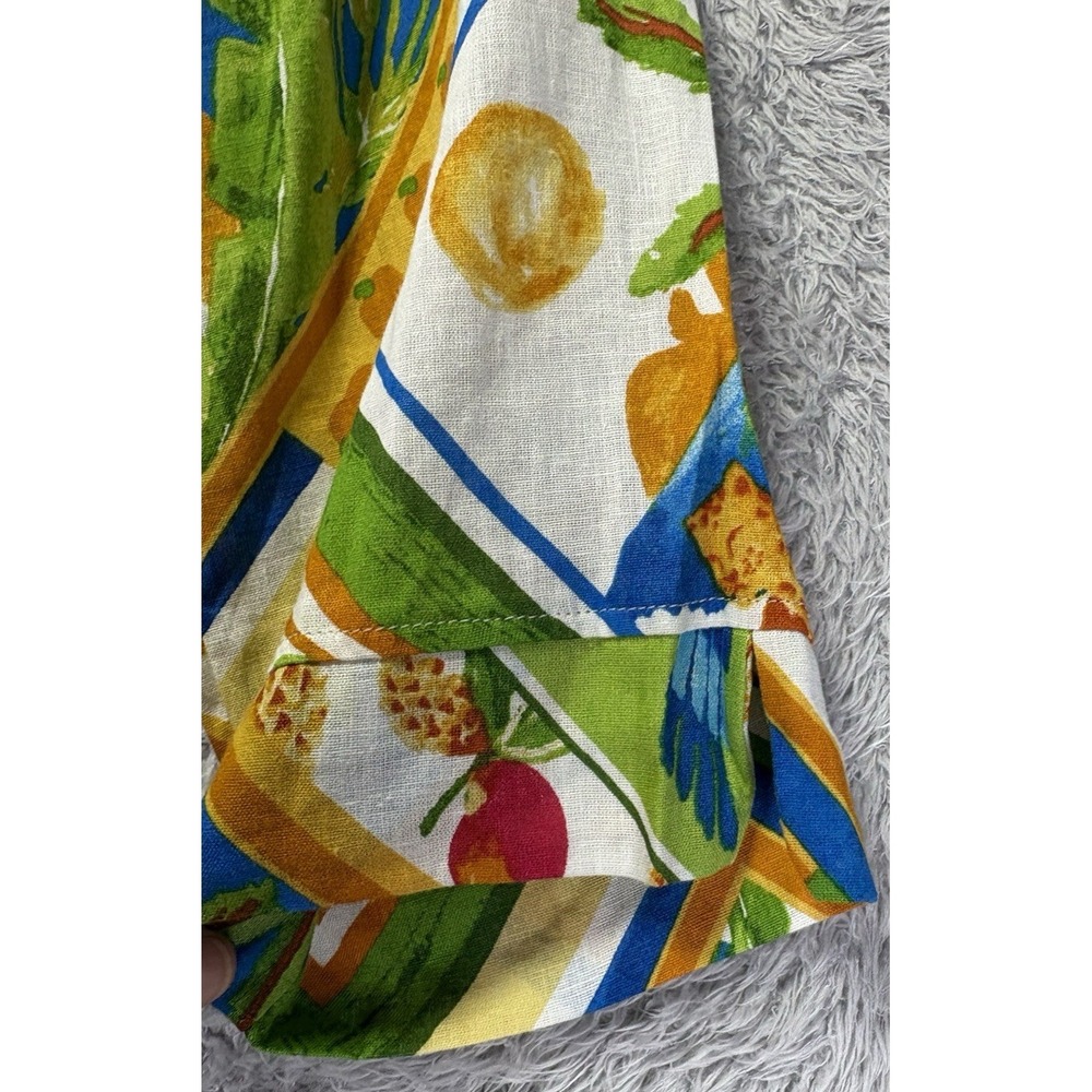NWT Christian Siriano NY Womens XL Linen Blend Shirt Fruit Bird Print Button Up - Picture 8 of 12